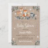Snowy Winter Woodland Animal Baby shower Kaart (Voorkant)