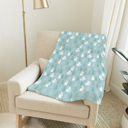 Snowy Winter Woodland Animals Fleece Deken