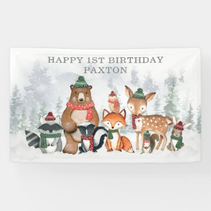 Snowy Winter Woodland Animals Happy Birthday Spandoek