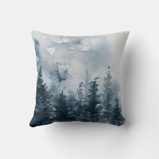 Snowy Winter Woodland Baby Animals Monogram Kussen (Achterkant)