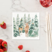 Snowy Winter Woodland Deer Kerstmis Servet (Insitu)