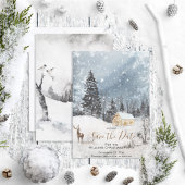 Snowy Winter Woodland Kerstland Save the Date