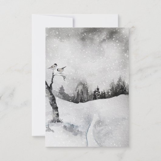 Snowy Winter Woodland Kerstland Save the Date (Achterkant)