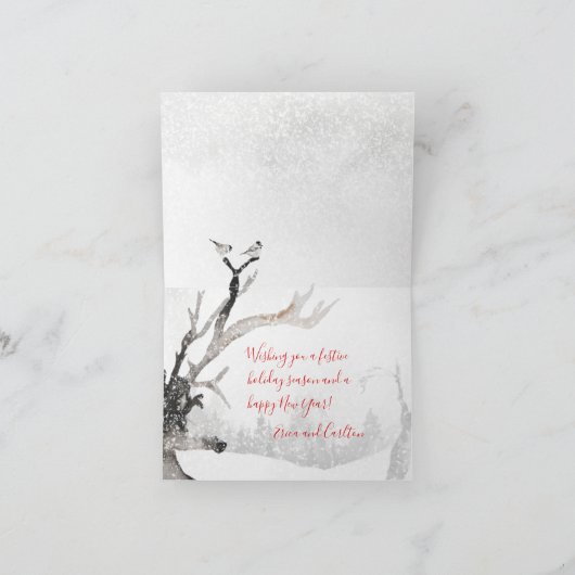 Snowy Winter Woodland Reindeer Merry Kerstmis Feestdagen Kaart (Binnen)