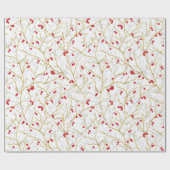 Snowy Winterberries Kerstmis Coördineren Cadeaupapier (Vlak)