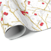 Snowy Winterberries Kerstmis Coördineren Cadeaupapier (Rol Hoek)