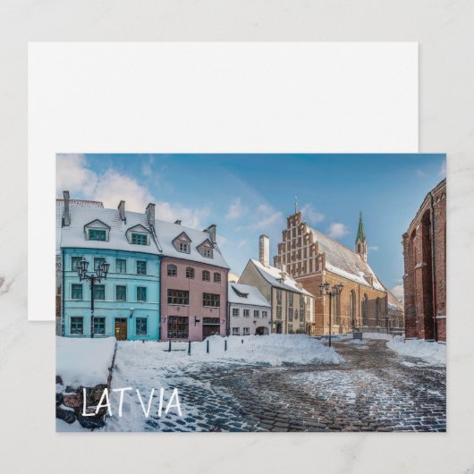 Snowy wintercentrum in Riga, Letland (Voorkant / Achterkant)