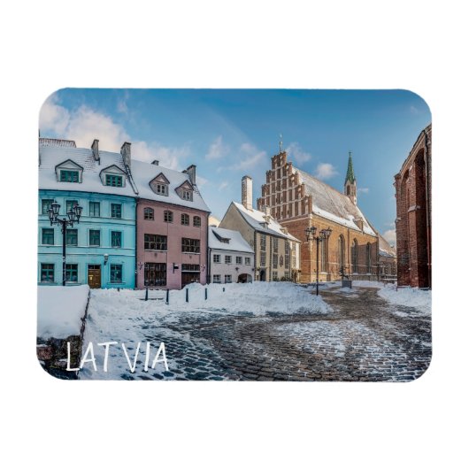 Snowy wintercentrum in Riga, Letland Magneet (Horizontaal)