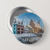 Snowy wintercentrum in Riga, Letland Ronde Button 7,6 Cm (Voorkant /achterkant)