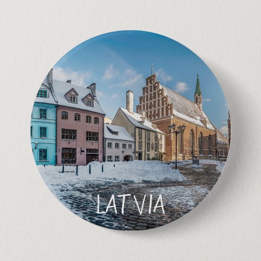Snowy wintercentrum in Riga, Letland Ronde Button 7,6 Cm (Voorkant)