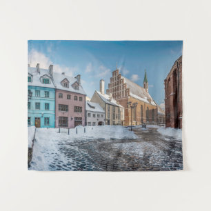 Snowy wintercentrum in Riga, Letland Wandkleed