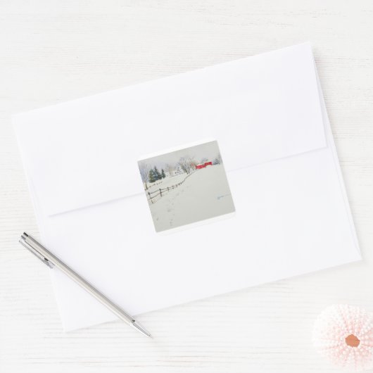 Snowy winterlandschap waterverf sticker (Envelop)