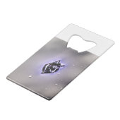 Snowy Wolf Design Paars Creditkaart Flessenopener (Achterkant Gekanteld)