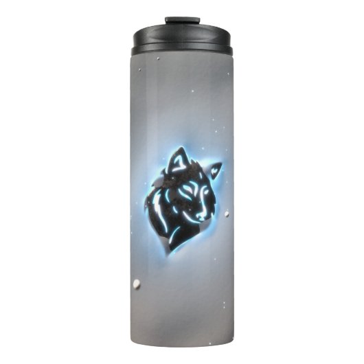 Snowy Wolf Icon Blue Thermosbeker (Voorkant)