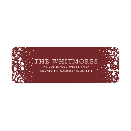 Snowy Wonderland Rode Kerstmis Etiket (Voorkant)