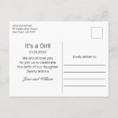 Snowy Wood & Forest Country Baby Meisje Foto Geboo Aankondigingskaart (Achterkant)