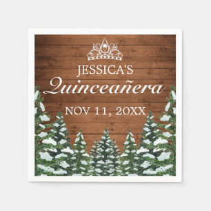 Snowy Wood & Forest Country Pine Tiara Quinceañer Servet