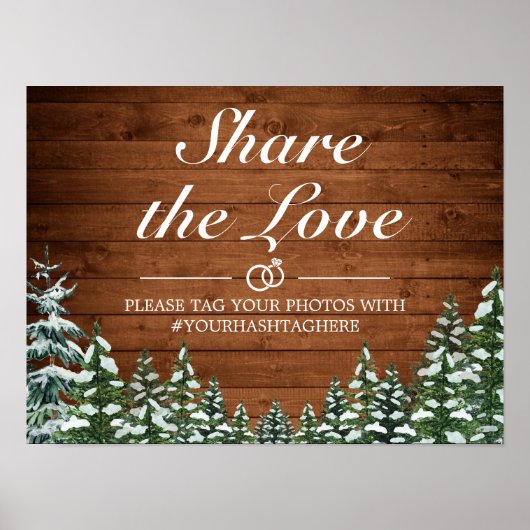 Snowy Wood & Forest Country Pine Weddenschap Poster (Voorkant)