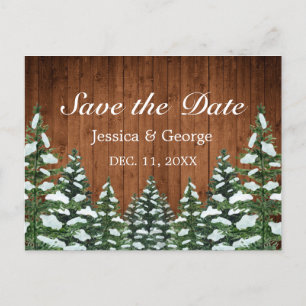 Snowy Wood & Forest Country Pine Wedding Aankondigingskaart
