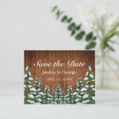 Snowy Wood & Forest Country Pine Wedding Aankondigingskaart (Staand voorkant)