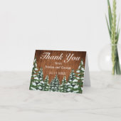 Snowy Wood & Forest Country Pine Wedding Bedankkaart (Voorkant)