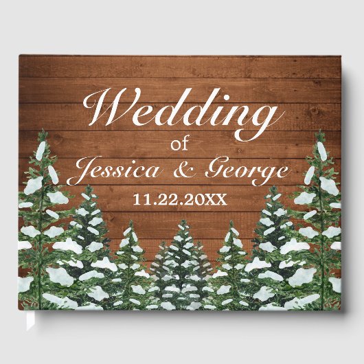 Snowy Wood & Forest Country Pine Wedding Gastenboek (Voorkant)