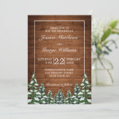 Snowy Wood & Forest Country Pine Wedding Kaart (Staand voorkant)