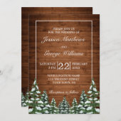 Snowy Wood & Forest Country Pine Wedding Kaart (Voorkant / Achterkant)