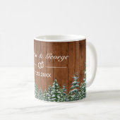 Snowy Wood & Forest Country Pine Wedding Koffiemok (Voorkant rechts)
