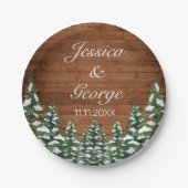 Snowy Wood & Forest Country Pine Wedding Papieren Bordje (Voorkant)