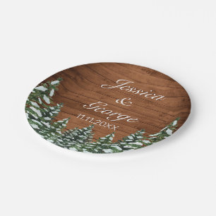 Snowy Wood & Forest Country Pine Wedding Papieren Bordje
