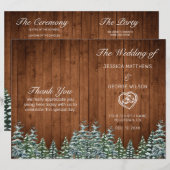 Snowy Wood & Forest Country Pine Wedding Programme (Voorkant / Achterkant)