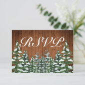 Snowy Wood & Forest Country Pine Wedding RSVP Kaartje (Staand voorkant)