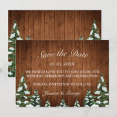 Snowy Wood & Forest Country Pine Wedding Save The Date (Voorkant / Achterkant)