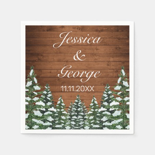 Snowy Wood & Forest Country Pine Wedding Servet (Voorkant)