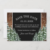 Snowy Wood & Forest Country Pine Weduwfoto Save The Date (Achterkant)