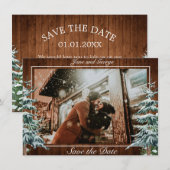 Snowy Wood & Forest Country Pine Weduwfoto Save The Date (Voorkant / Achterkant)