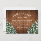 Snowy Wood & Forest Country Pine Weduwfoto Save The Date (Achterkant)