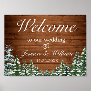 Snowy Wood & Forest Country Weddenschap Welkomstte Poster