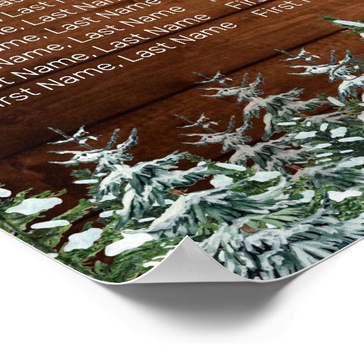 Snowy Wood & Forest Country Wedding Seding Chart Poster (Hoek)