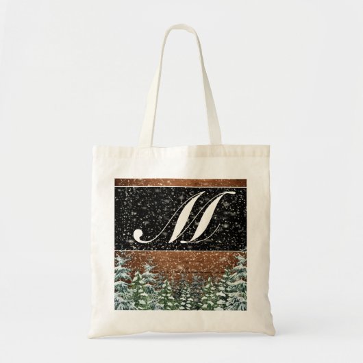 Snowy Wood & Forest Monogrammed Wedding Canvas tas (Voorkant)