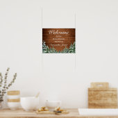 Snowy Wood & Forest Pine Baby shower Welkom Poster (Keuken)