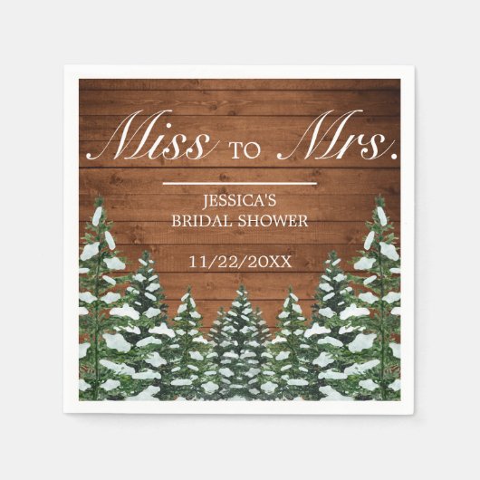 Snowy Wood & Forest Pine Vrijgezellenfeest Mw. t. Servet (Voorkant)