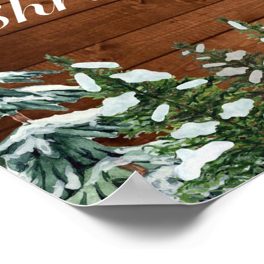 Snowy Wood Forest Snowflake Kerstmis Welkom Poster (Hoek)