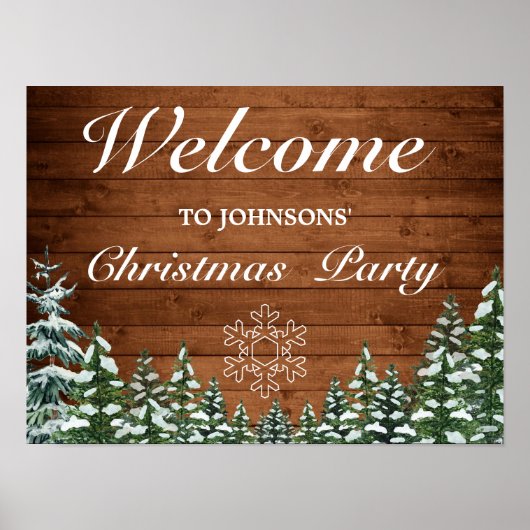 Snowy Wood Forest Snowflake Kerstmis Welkom Poster (Voorkant)