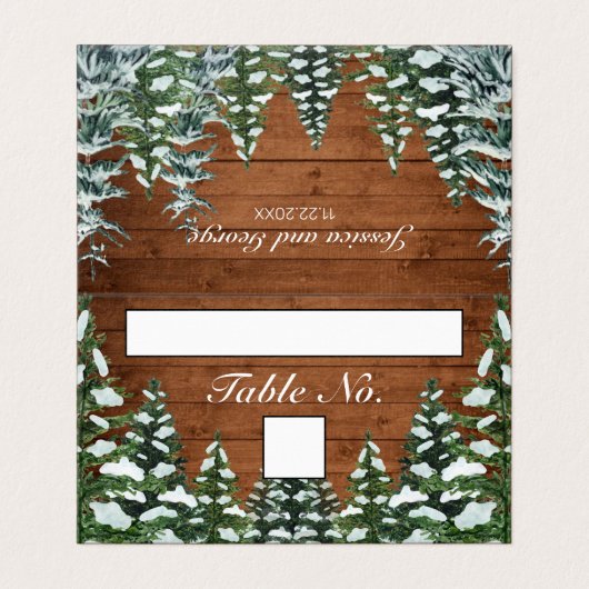 Snowy Wood & Forest Tafelnummer en Naam Kaart (Buitenkant ongevouwen)
