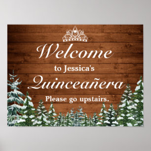 Snowy Wood & Forest Tiara Quinceanera Welkomstteke Poster