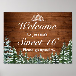 Snowy Wood & Forest Tiara Sweet 16 Welkomstteken Poster