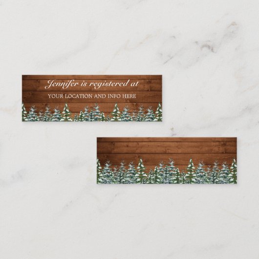 Snowy Wood Forest Vrijgezellenfeest Registry Enclo Mini Visitekaartje (Voorkant / Achterkant)