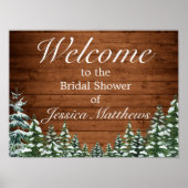 Snowy Wood & Forest Vrijgezellenfeest Welcome Sign Poster (Voorkant)